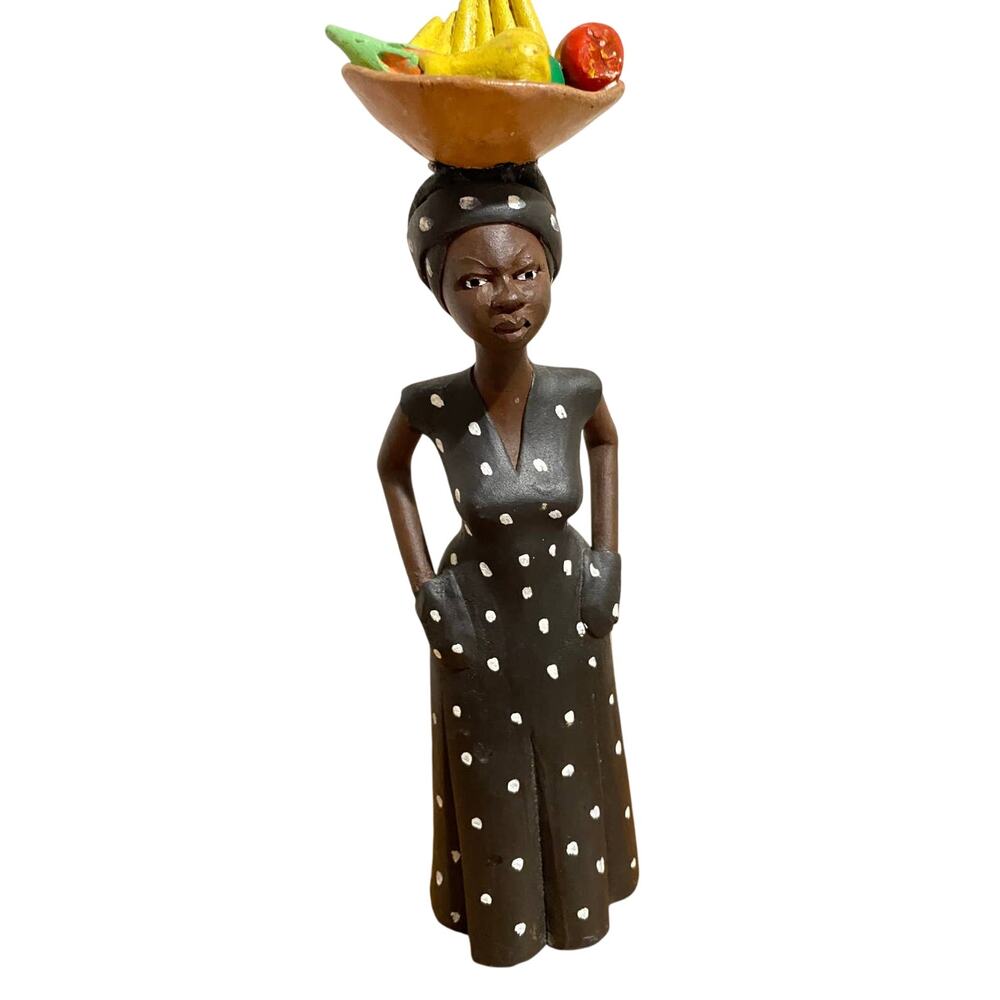 Jamaican Creole Woman, Folk Art Pottery Red Clay matte Sculpture